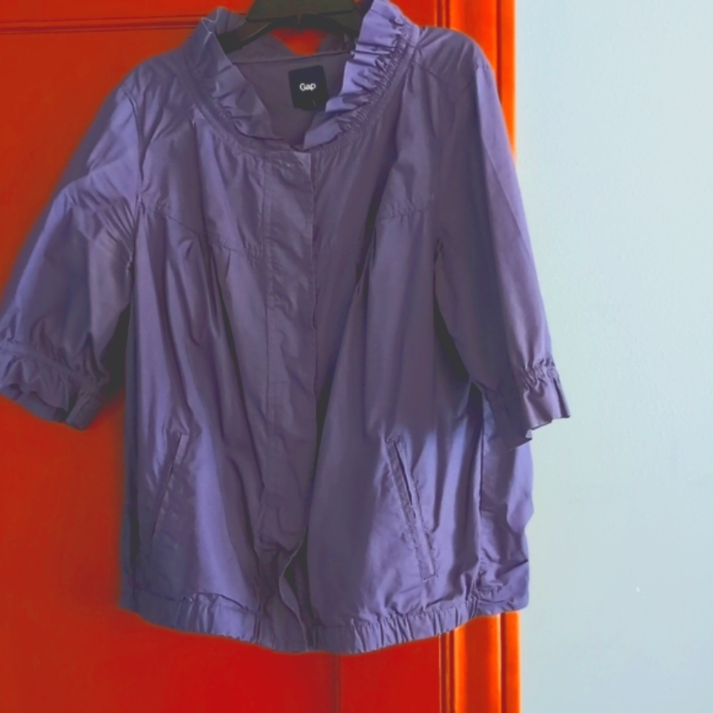 Ruffle sleeved Gap jacket- Med. Purple- blue - excellent condition!